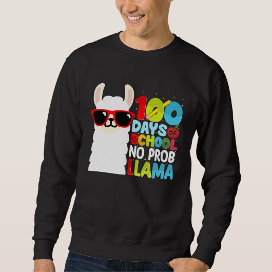 100 Days Of School No Probllama Llama Lover Studen Trui (Voorkant)