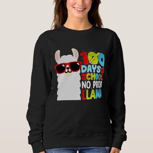 100 Days Of School No Probllama Llama Lover Studen Trui (Voorkant)