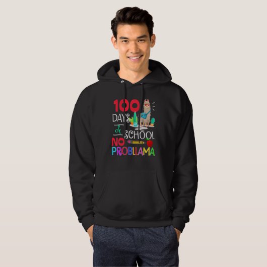 100 Days Of School No Probllama Llama Shirt Llama  (Voorkant volledig)