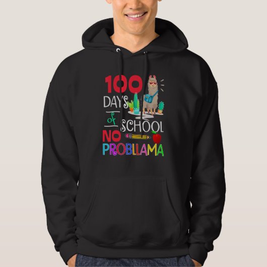100 Days Of School No Probllama Llama Shirt Llama  (Voorkant)