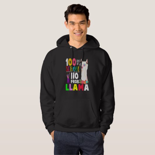 100 Days of School No Probllama Llama Teachers Stu Hoodie (Voorkant volledig)