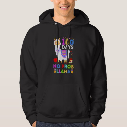 100 Days Of School No Probllama Llama Teachers Stu Hoodie (Voorkant)