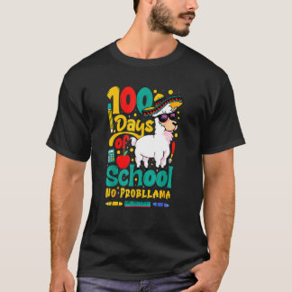 100 Days Of School No Probllama Llama Teachers Stu T-shirt