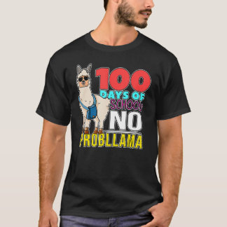 100 Days of School No Probllama Outfit Cute Llama  T-shirt