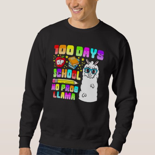 100 Days Of School No Probllama Shirts, Teacher Ll Trui (Voorkant)