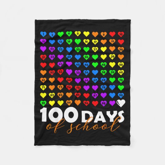 100 Days Of School Numbers Math Teacher Student 10 Fleece Deken (Voorkant)
