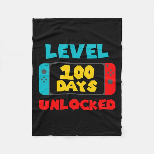 100 Days of School ontgrendeld 100th Day Video Gam Fleece Deken (Voorkant)