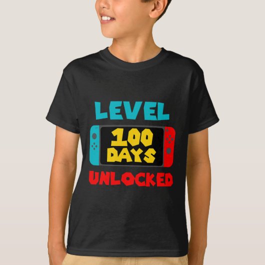 100 Days of School ontgrendeld 100th Day Video Gam T-shirt (Voorkant)