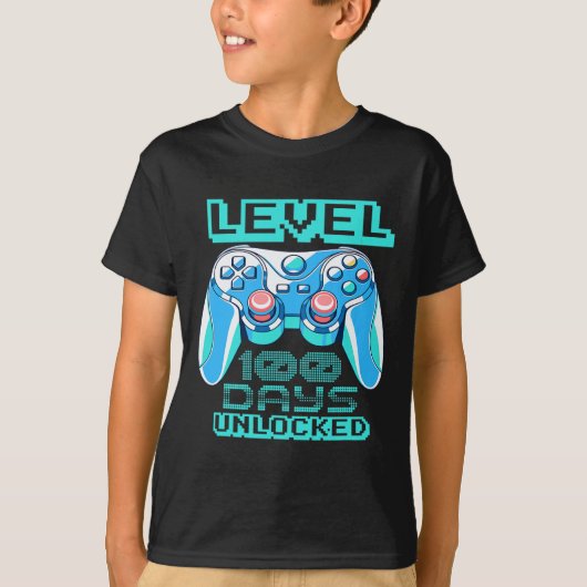 100 Days of School ontgrendelde videogamecontrolle T-shirt (Voorkant)