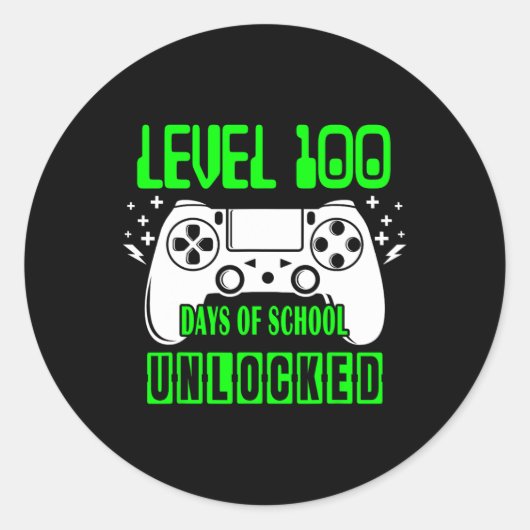 100 Days of School ontgrendelde videogames voor jo Ronde Sticker (Voorkant)