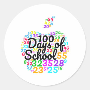 100 Days of School - Ontwerp van cijfers in Apple Ronde Sticker
