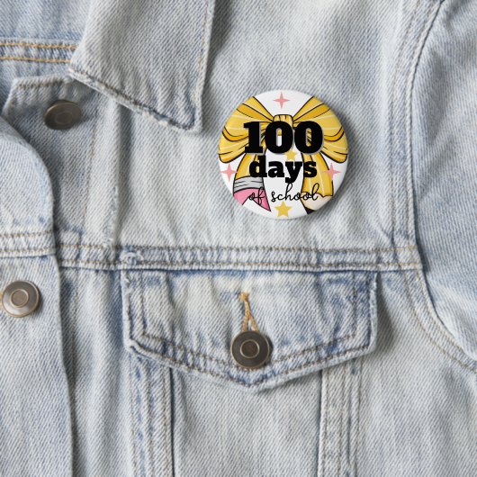 100 Days of School Pencil Bow Ronde Button 5,7 Cm (In situ)
