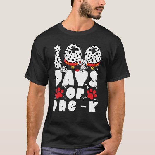 100 Days of School Pre k Dalmatian Dog Kids 100 Da T-shirt (Voorkant)