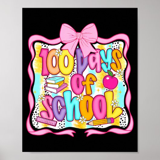 100 Days Of School Preppy 100th Day Of School Teac Poster (Voorkant)