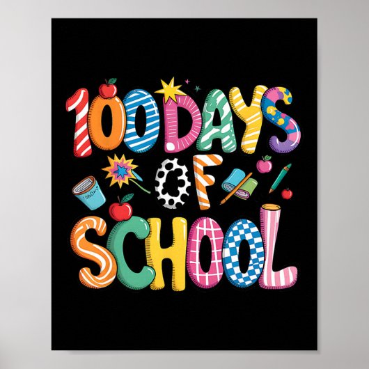 100 Days Of School Preppy Coquette Bow 100 Day Sma Poster (Voorkant)