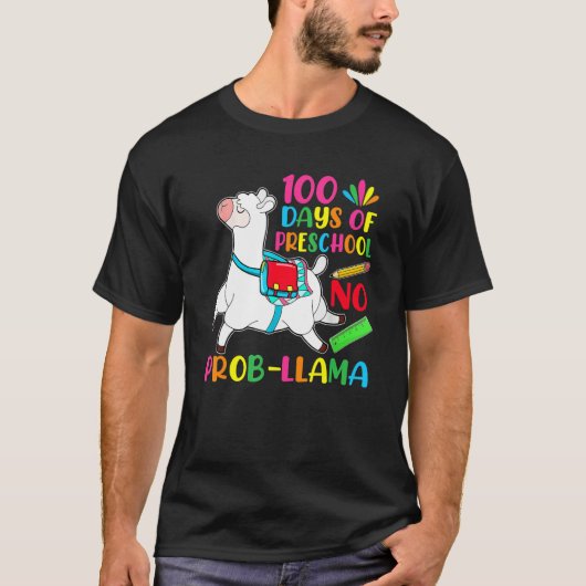 100 Days Of School Preschool No Prob Llama Teacher T-shirt (Voorkant)