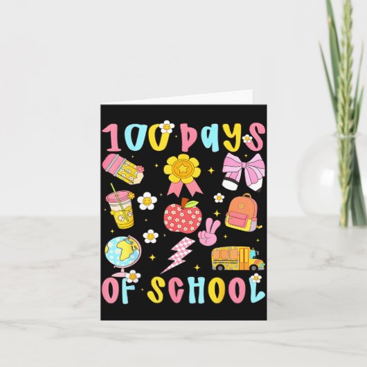 100 Days Of School Rainbow Bow Book Teacher Girl W Kaart (Voorkant)