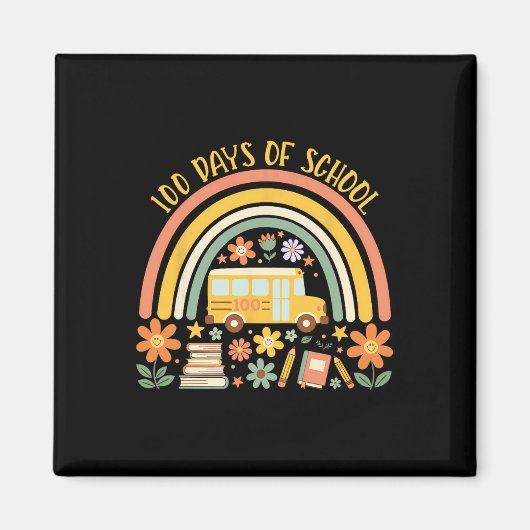 100 Days Of School Rainbow Bus Teacher Student 100 Magneet (Voorkant)