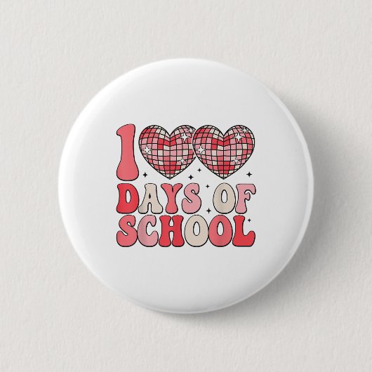 100 Days of School Retro Disco Hearts 100e dag Ronde Button 5,7 Cm (Voorkant)