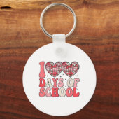 100 Days of School Retro Disco Hearts 100e dag Sleutelhanger (Voorkant)