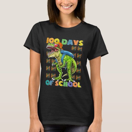 100 Days Of School  rex 100 Days Smarter 100th Day T-shirt (Voorkant)