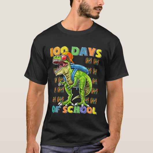 100 Days Of School rex 100 Days Smarter 100th Day T-shirt (Voorkant)