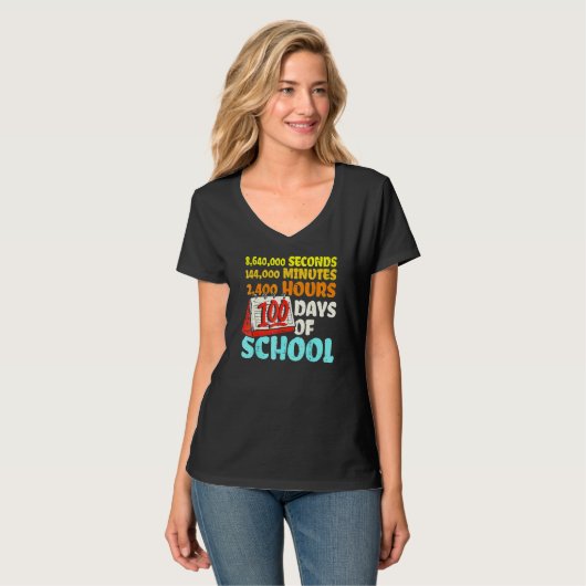100 Days Of School Seconds Minutes Hours 100th Day T-shirt (Voorkant volledig)