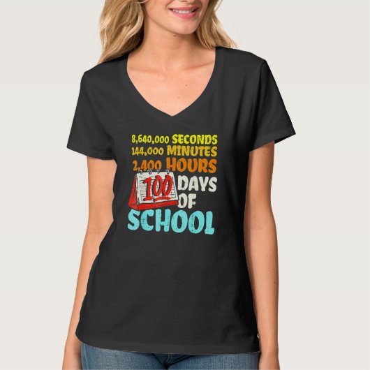 100 Days Of School Seconds Minutes Hours 100th Day T-shirt (Voorkant)
