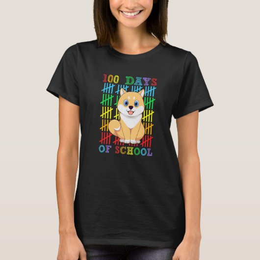 100 Days of School Shiba Inu Dog Lover Cool 100th  T-shirt (Voorkant)
