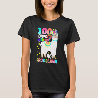 100 Days Of School Shirt No Probllama Llama 100 Da