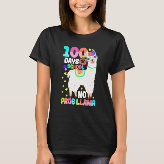 100 Days Of School Shirt No Probllama Llama 100 Da (Voorkant)
