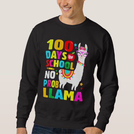 100 Days Of School Shirt No Probllama Llama 100th  (Voorkant)