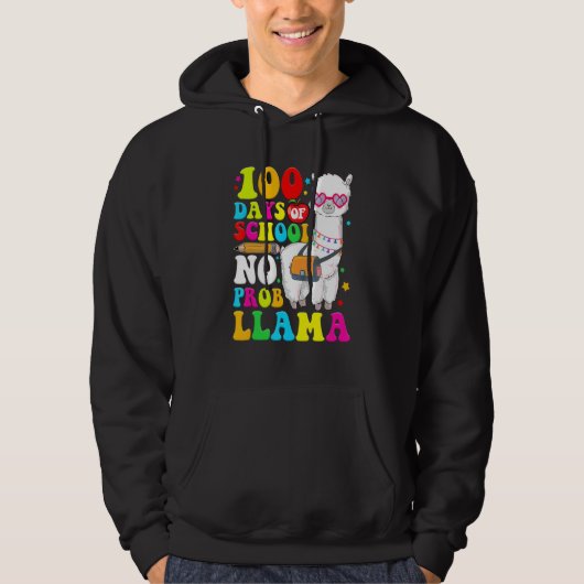 100 Days Of School Shirt No Probllama Llama 100th  (Voorkant)