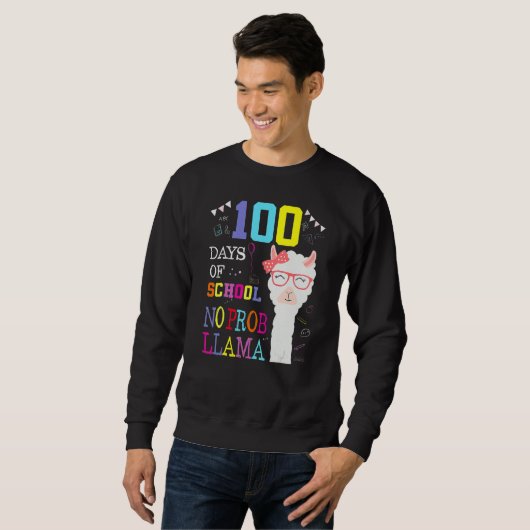 100 Days Of School Shirt No Probllama Llama 100Th  (Voorkant volledig)