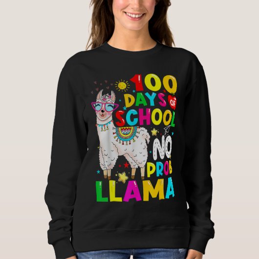 100 Days Of School Shirt No Probllama Llama 100th  (Voorkant)