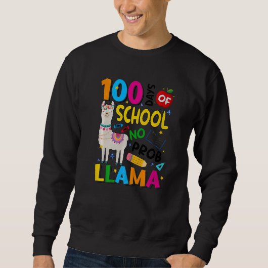 100 Days of School Shirt No Probllama Llama 100th  (Voorkant)