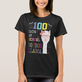 100 Days Of School Shirt No Probllama Llama 100Th 