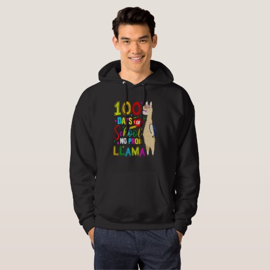 100 Days Of School Shirt No Probllama Llama 100th (Voorkant volledig)