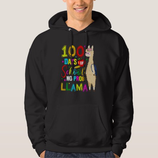 100 Days Of School Shirt No Probllama Llama 100th (Voorkant)