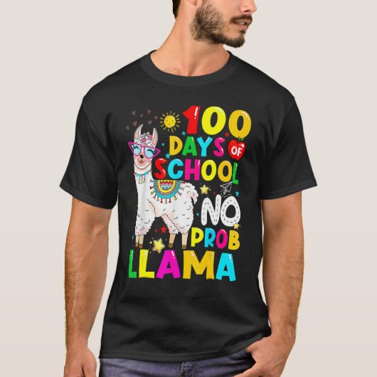 100 Days Of School Shirt No Probllama Llama 100th  (Voorkant)