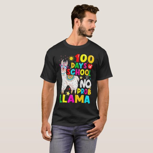 100 Days Of School Shirt No Probllama Llama 100th  (Voorkant volledig)