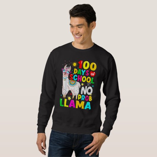 100 Days Of School Shirt No Probllama Llama 100th  (Voorkant volledig)