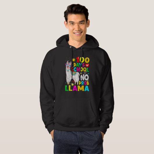 100 Days Of School Shirt No Probllama Llama 100th  (Voorkant volledig)