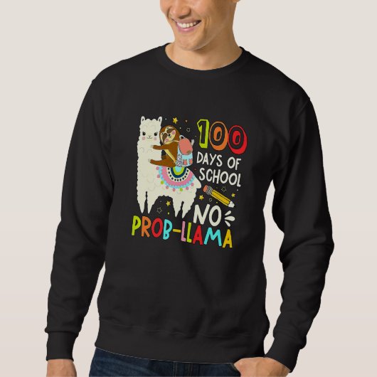 100 Days of School Shirt No Probllama Llama 100th  (Voorkant)
