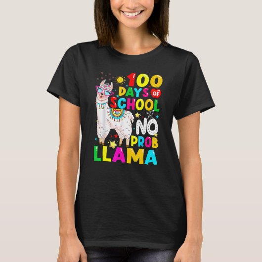 100 Days Of School Shirt No Probllama Llama 100th  (Voorkant)