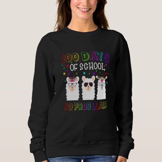 100 Days of School Shirt No Probllama Llama 100th  (Voorkant)