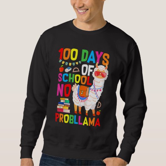100 Days Of School Shirt No Probllama Llama 100th  (Voorkant)