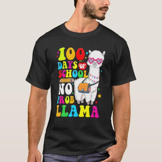 100 Days Of School Shirt No Probllama Llama 100th  (Voorkant)