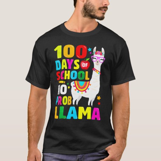 100 Days Of School Shirt No Probllama Llama 100th  (Voorkant)