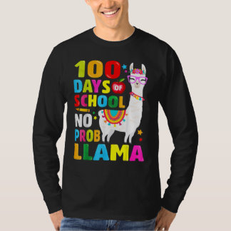 100 Days Of School Shirt No Probllama Llama 100th